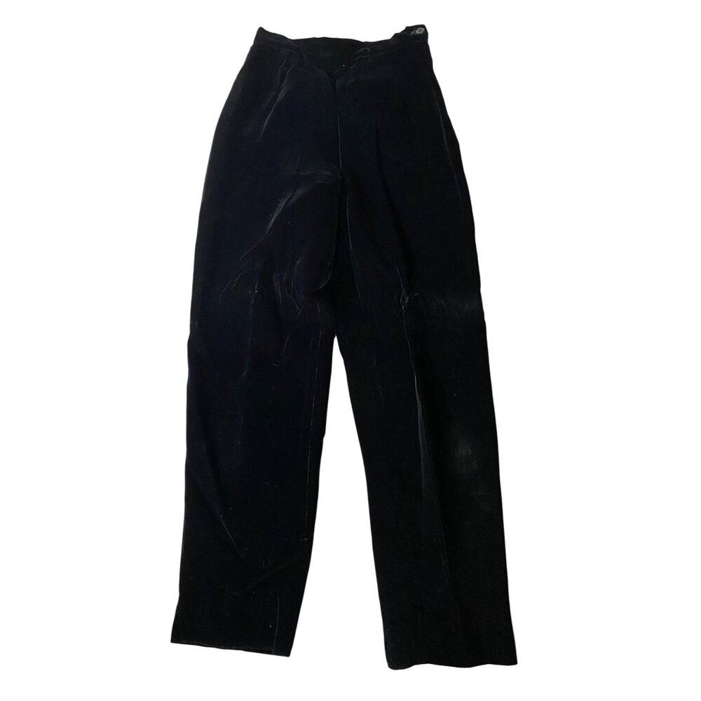 Vintage Lord & Taylor Black Velvet High-Waisted Pants USA Size 6